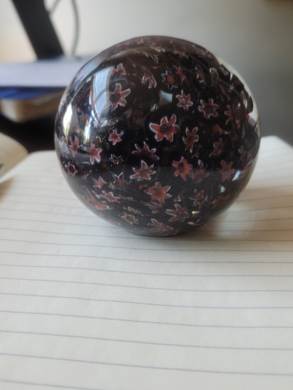 Vintage Hand-Blown Millefiori Style Art Glass Paperweight – Made in India